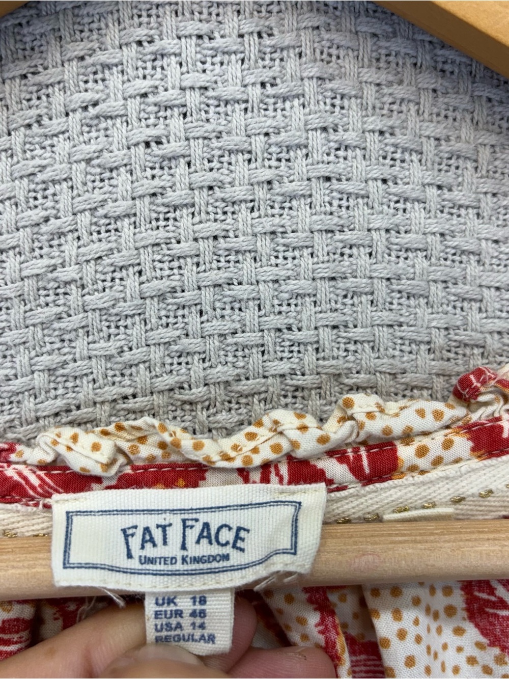 Fat Face Aubrey Vine Maxi Dress Sz 14 Cotton Tiered Boho Tropical Tan Red - Picture 4 of 10